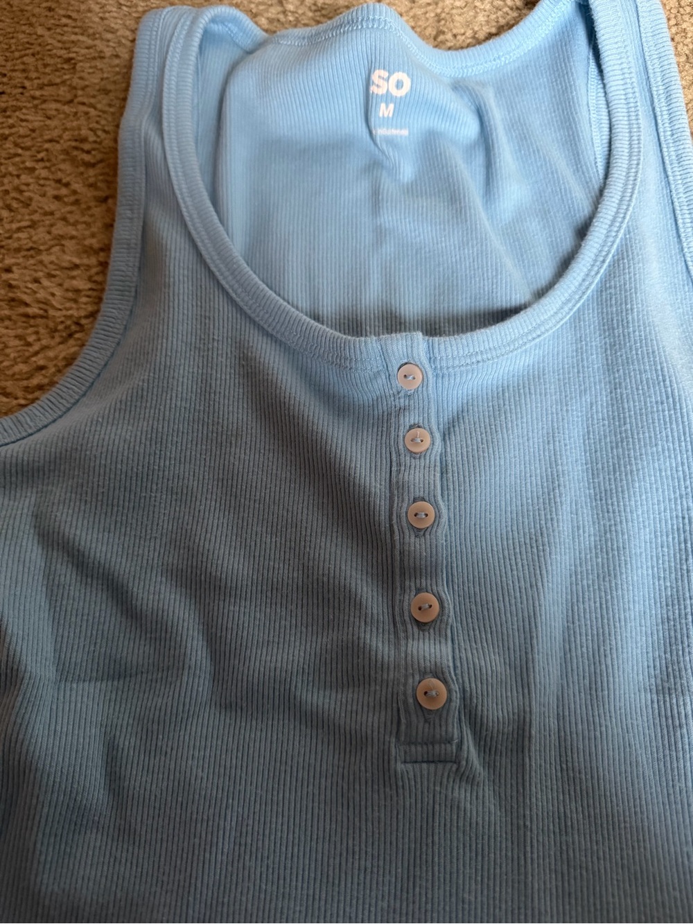 SO Blue Ribbed Henley Tank Top - Picture 2 of 3